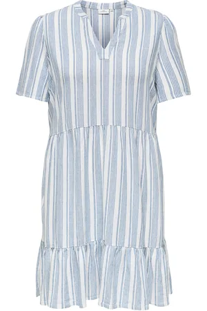 ONLY Cartiri-Caro S/S V-Neck Lin Dress Tlr Blue