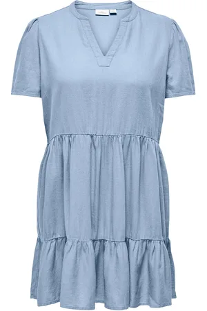 ONLY Cartiri-Caro S/S V-Neck Lin Dress Tlr Blue