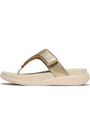 FitFlop F-Mode Go Adjustable Flatform Toe-Post Sandals Beige