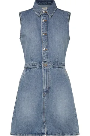 Calvin Klein Slvlss Denim Truckerdress Blue