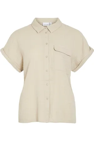 VILA Nia S/S Shirt Cream