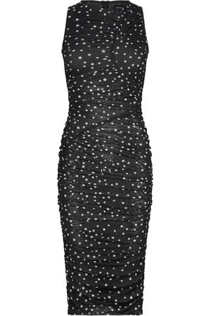 Bardot Felicia Spot Mesh Midi Dress Black