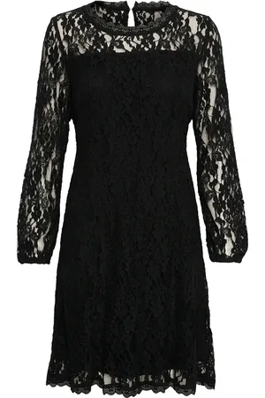 Cream Crkit Lace Ls Dress - Zally Fit Black