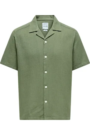 Only & Sons Onsbertil Waffle Ss Resort Shirt Green