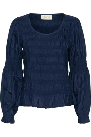 Cream Crhenva Ls Blouse Navy