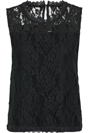 Cream Crkit Lace Top Black
