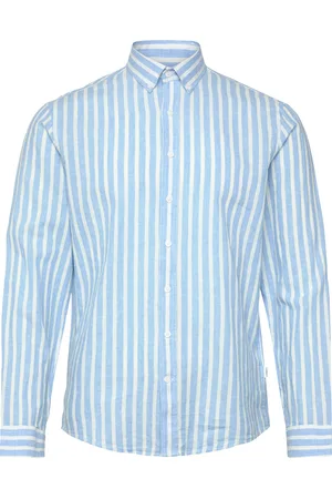 Lindbergh Wide Striped Cotton/Linen Shirt L/S