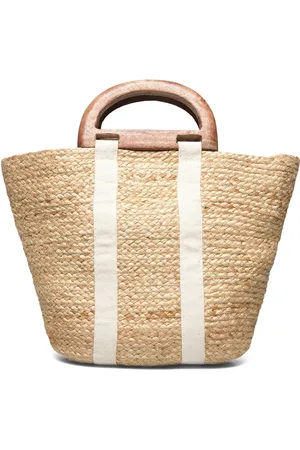 French Connection Raffia Basket Bag Beige