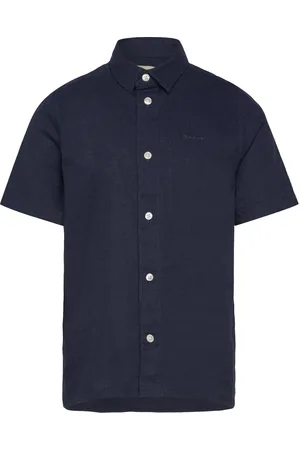 GANT Cotton Linen Ss Shirt Navy