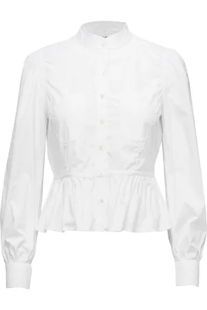 Frame Double Pocket Peplum Blouse White