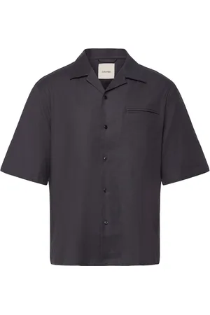 Calvin Klein Ss Linen Lyocell Camp Relaxed Sh Purple