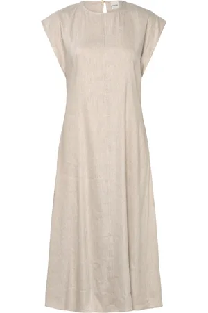 Calvin Klein Stretch Linen Midi Dress Beige