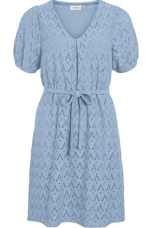 VILA Viamalina V-Neck S/S Dress/Pb Blue
