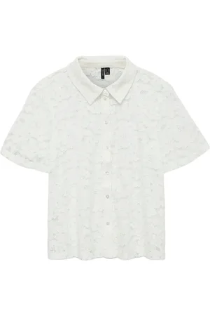 VERO MODA Vmh Y Lace Ss Shirt Wvn Ga White