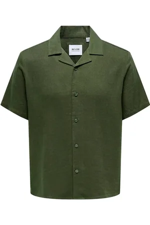 Only & Sons Onskari Resort Ss Shirt Visc Lin 0075 Cs Green