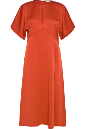 Michael Kors Flutter Slv Midi Drs Orange