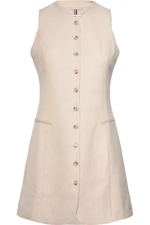 Tommy Hilfiger Linen Mix Sleeveless Dress Beige