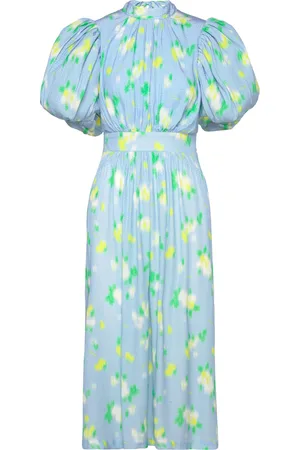 ROTATE Jacquard Puffy Dress Blue