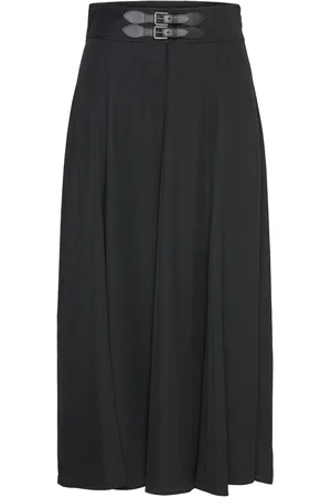 Ralph Lauren Buckle-Trim Twill Midi Skirt