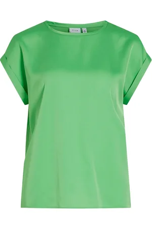 VILA Viellette S/S Satin Top - Noos Green