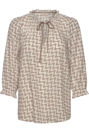 Freequent Blouse From Freequent In A Soft Material With Jacquard Pattern And Allover Print Beige