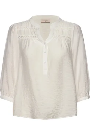 Freequent Blouse From Freequent In A Light Material With A Fine Hole Pattern On The Front. White