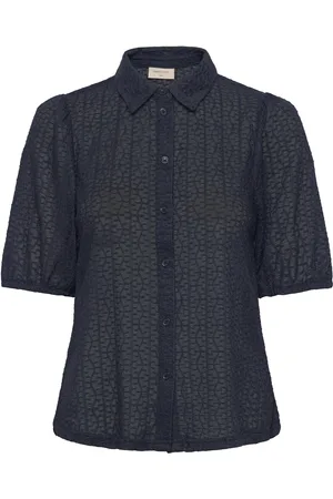 Freequent Shirt From Freequent In A Light Transparent Lace Material With A Lovely Textured Navy