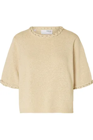 SELECTED Slfalma 2/4 Knit O-Neck Beige
