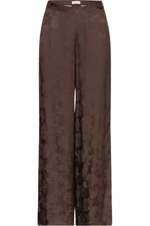 GANT Wide Leg Lace Jacquard Pant Brown