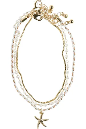 Pieces® Pclia A 3-Pack Anklet Gold