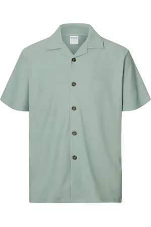 SELECTED Slhloose-Plisse Resort Ss Shirt Ex Green