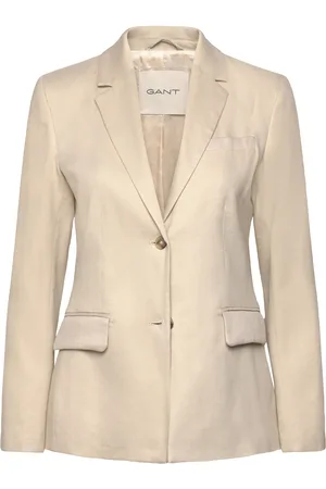 GANT Slim Stretch Linen Blazer Cream