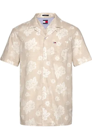 Tommy Hilfiger Tjm Reg Slub Aop Ss Shirt Ext Beige