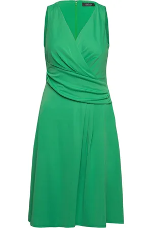 Ralph Lauren Surplice Jersey Sleeveless Dress Green
