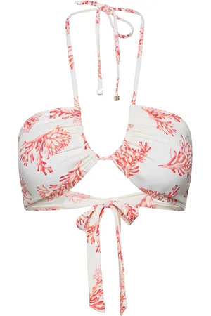 By Malina Blanka Printed Bandeau Bikini Top Coral