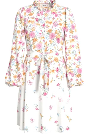 VILA Vielma O-Neck L/S Short Dress/Ln White