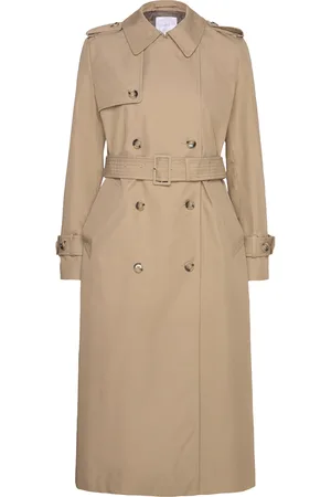 MANGO Double-Breasted Cotton Trench Coat Beige