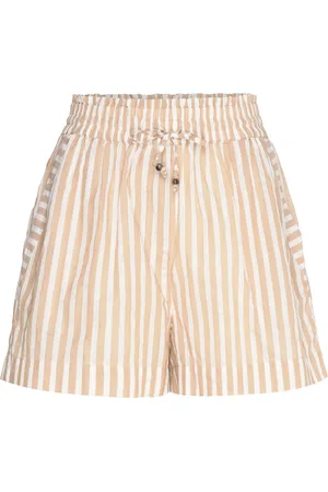 Scotch&Soda High Rise Lurex Stripe Printed Shorts Beige