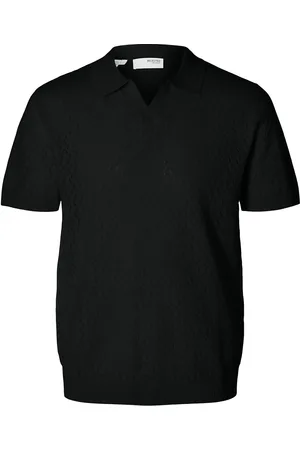 SELECTED Slhlino Ss Knit Crochet Open Polo