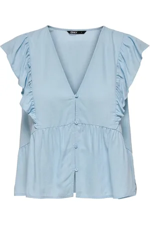 ONLY Onlrian Flonce S/S Top Wvn Blue
