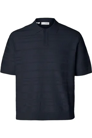 SELECTED Slhfoam Ss Knit Relaxed Structure Polo Navy