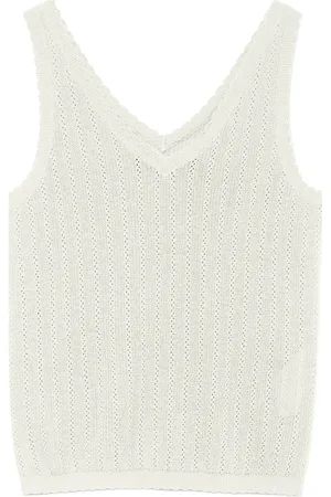VERO MODA Vmluxlight Pointelle Sl V-Neck Top White