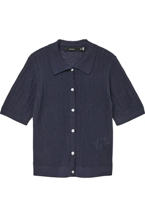 VERO MODA Vmluxlight Pointelle 2/4 Pol Ck Pull. Navy