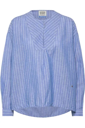Scotch&Soda Cotton Linen Bib Shirt Blue