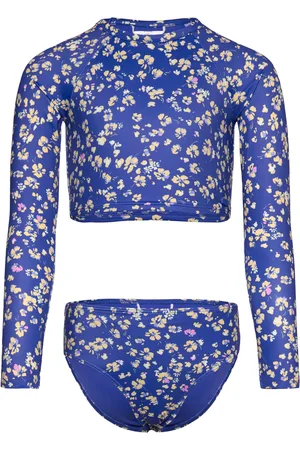 Roxy Shadow Floral Crop Lycra Set Blue