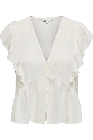 ONLY Onlrian Flonce S/S Top Wvn White