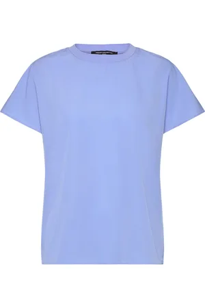 French Connection Capriana Crepe Crew Nk Top Blue
