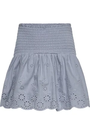 MANGO English-Embroidered Mini-Skirt Blue