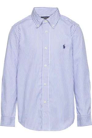 Ralph Lauren Striped Cotton Poplin Shirt Blue