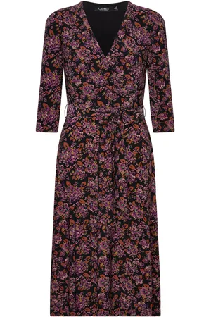Ralph Lauren Carlyna-3/4 Sleeve-Day Dress Purple